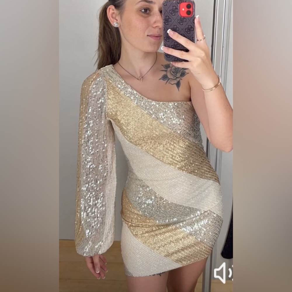 Elegant One-Shoulder Sequin Dress